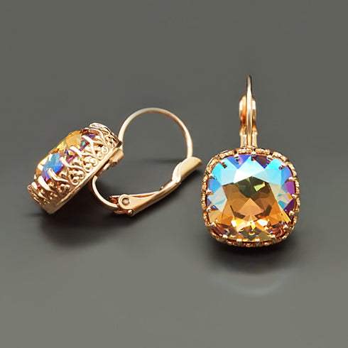 Auskari "Vintāžš V (Light Colorado Topaz Shimmer)" ar Swarovski™ kristāliem